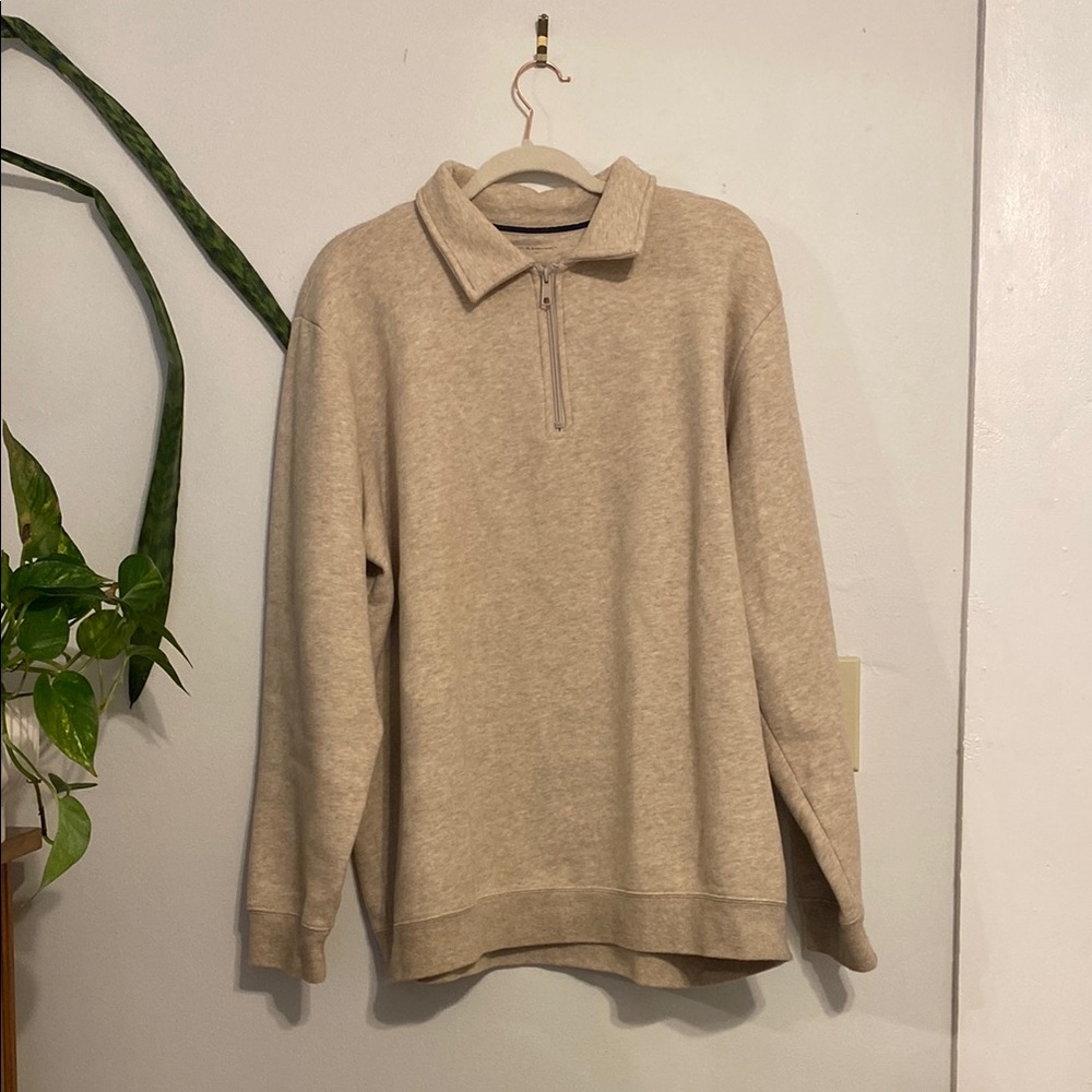 Men's Beige Quarter-Zip Sweater